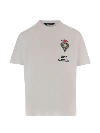 Just Cavalli Short-sleeve Heart-print T-shirt In Gray