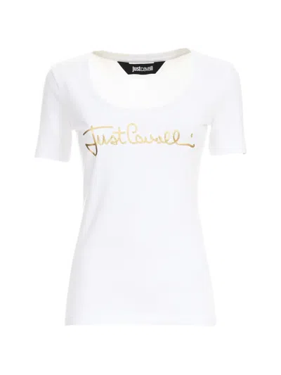 Just Cavalli Short-sleeve Round-neck T-shirt In White