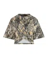 Just Cavalli Printed Cotton T-shirt Knot Detail In Multi