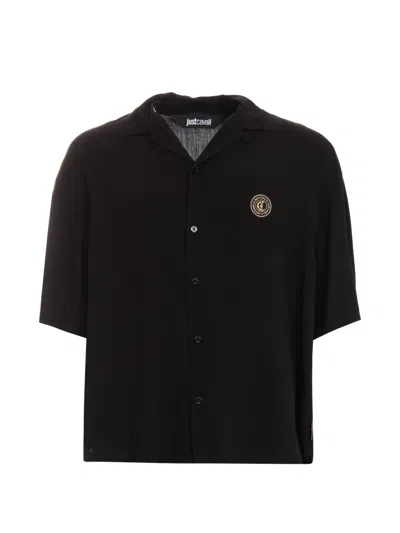 Just Cavalli Short-sleeve Logo Shirt In Black