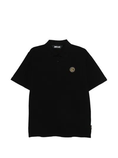 Just Cavalli Short-sleeved Classic Logo Polo Shirt In Black