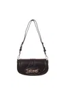 Just Cavalli Curved-flap Logo-plaque Shoulder Bag In Black