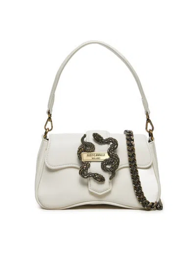 Just Cavalli Logo-plaque Shoulder Bag In White