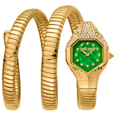 Just Cavalli Signature Snake Glam Evo 7 Doppio Women's Watch In Gold