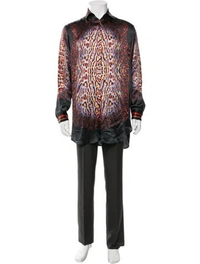 Pre-owned Just Cavalli Silk Animal Print Shirt In Black