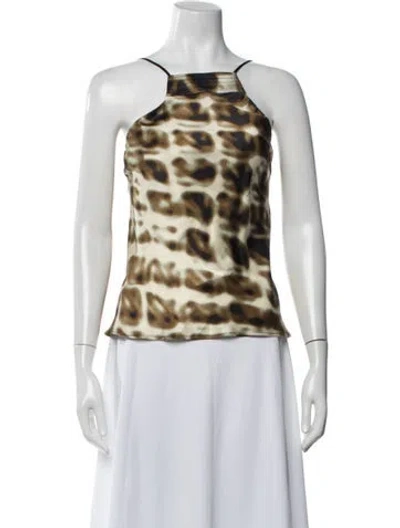 Pre-owned Just Cavalli Silk Animal Print Top In White