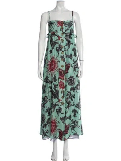 Pre-owned Just Cavalli Silk Long Dress In Green