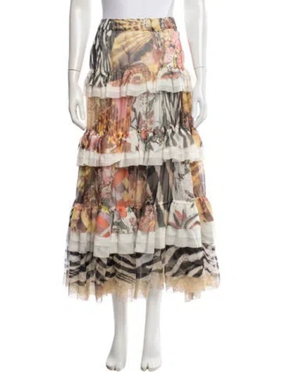 Pre-owned Just Cavalli Silk Long Skirt In Multi