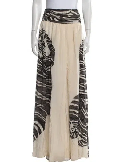 Pre-owned Just Cavalli Silk Long Skirt In Neutrals