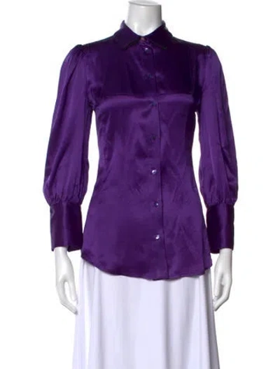 Pre-owned Just Cavalli Silk Long Sleeve Top In Purple