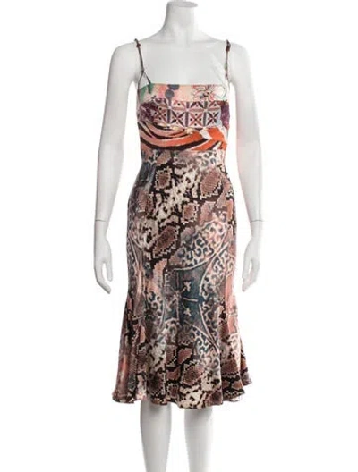 Pre-owned Just Cavalli Silk Midi Length Dress In Pink
