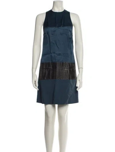 Pre-owned Just Cavalli Silk Mini Dress In Blue