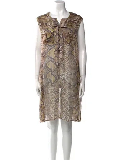 Pre-owned Just Cavalli Silk Mini Dress In Neutral