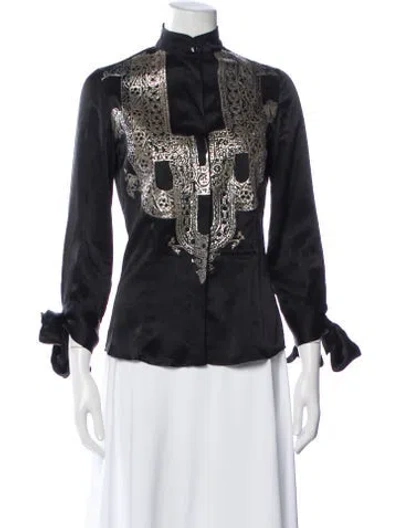 Pre-owned Just Cavalli Silk Printed Blouse In Blue