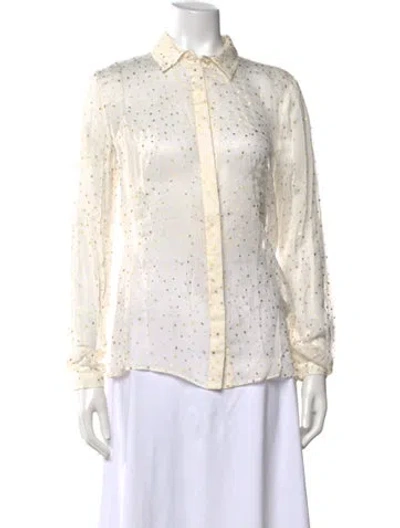 Pre-owned Just Cavalli Silk Printed Blouse In White