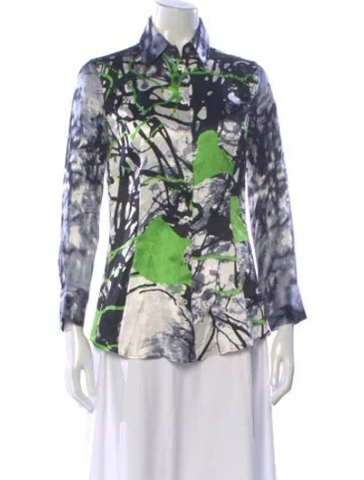 Pre-owned Just Cavalli Silk Printed Button-up Top In Multi