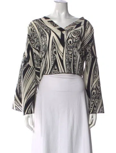 Pre-owned Just Cavalli Silk Printed Crop Top In Black