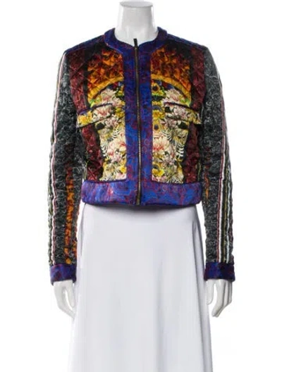 Pre-owned Just Cavalli Silk Printed Jacket In Blue