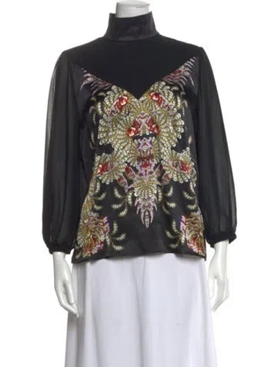 Pre-owned Just Cavalli Silk Printed Top In Black
