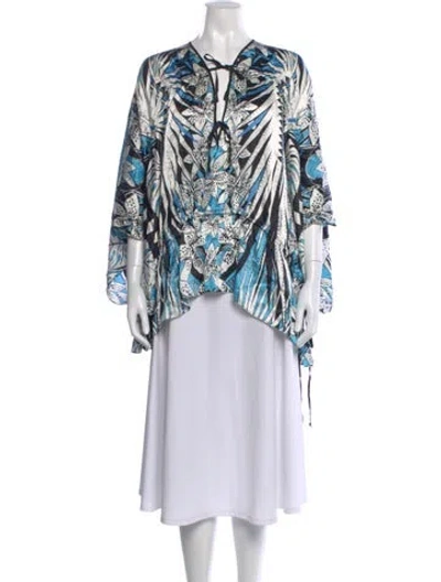 Pre-owned Just Cavalli Silk Printed Tunic In Blue