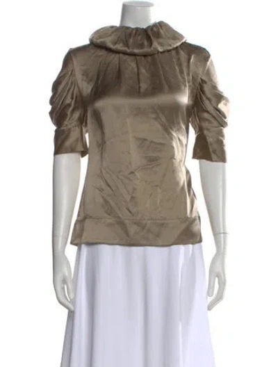 Pre-owned Just Cavalli Silk Short Sleeve Blouse In Neutral