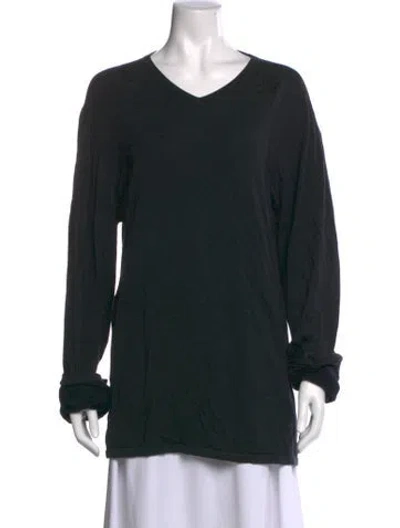 Pre-owned Just Cavalli Silk V-neck Top In Black