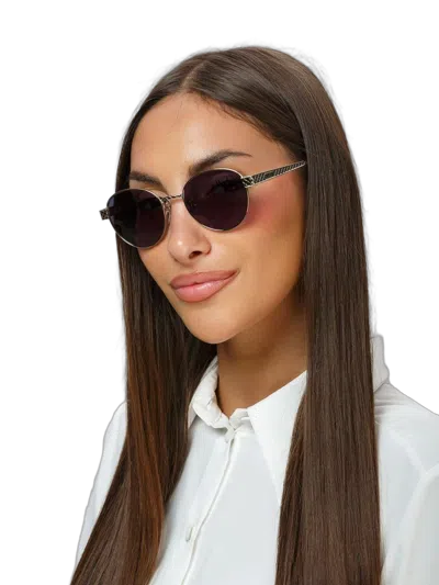 Just Cavalli Sjc181 Polished Palladium Metal Round Sunglasses In Multi