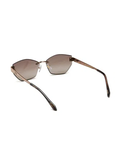 Just Cavalli Sjc202 Hexagonal Metal-frame Sunglasses In Burgundy