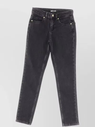Just Cavalli Skinny Trousers With Embroidered Back Pocket In Black