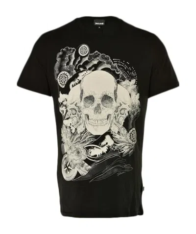 Just Cavalli Skull Printed Short-sleeved T-shirt In Black