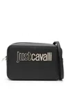 Just Cavalli Sleek Black Shoulder Bag With Signature Logo And Practical Zipper Closure In Black