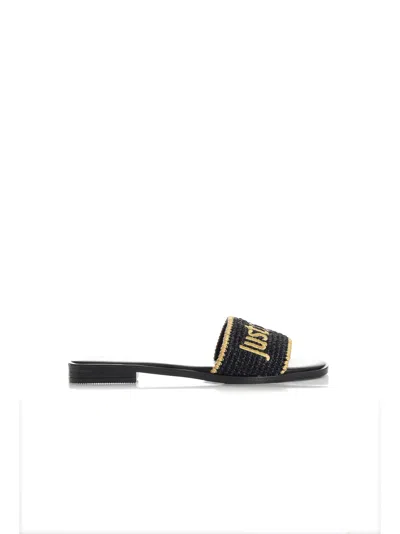 Just Cavalli Slide Sandals In Black