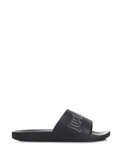 Just Cavalli Slipper With Logo In Black