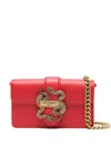 Just Cavalli Small Snake-buckle Chain Cross-body Bag In Red