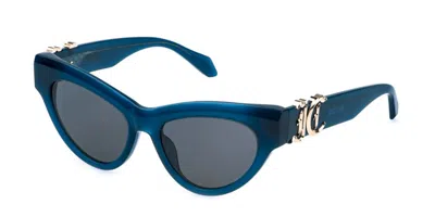 Just Cavalli Smoke Cat Eye Ladies Sunglasses Sjc109 0d99 53 In Blue