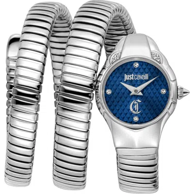 Just Cavalli Snake Amanta Wraparound Silvertone Bracelet Watch, 22.5mm X 32.5mm