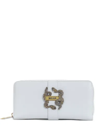Just Cavalli Snake-appliqué Wallet In White