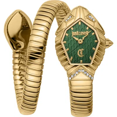 Just Cavalli Snake Bracelet Strap Watch, 21.5mm X 34.5mm In Gold
