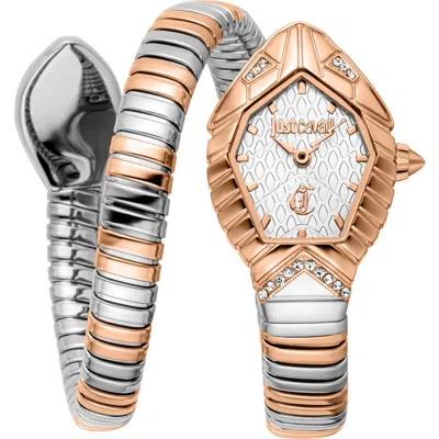 Just Cavalli Snake Bracelet Strap Watch, 21.5mm X 34.5mm In Multi