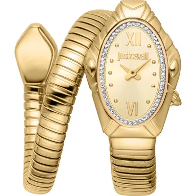 Just Cavalli Snake Bracelet Strap Watch, 25mm X 39mm In Gold