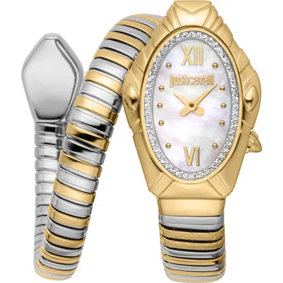 Just Cavalli Snake Bracelet Strap Watch, 25mm X 39mm In Multi