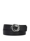 Just Cavalli Snake-buckle Leather Belt In Black