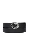 Just Cavalli Snake-buckle Leather Belt In Black