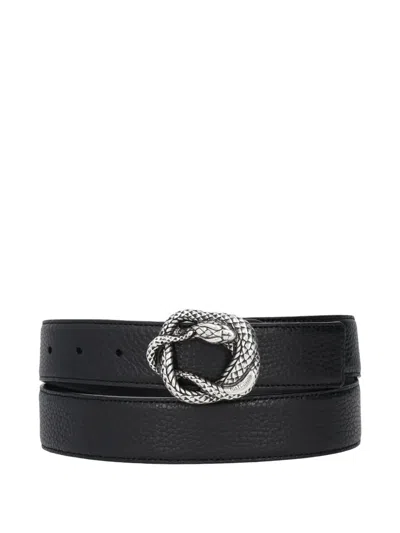 JUST CAVALLI SNAKE-BUCKLE LEATHER BELT
