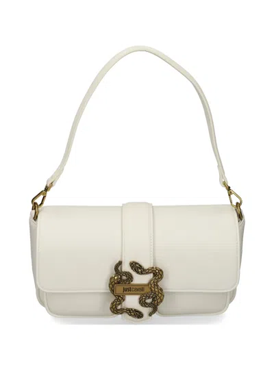 Just Cavalli Snake-buckle Satchel In Neutral