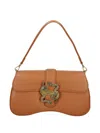 Just Cavalli Snake-buckle Shoulder Bag In Orange