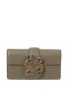 Just Cavalli Snake-buckle Strap Wallet In Brown