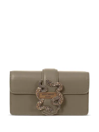 Just Cavalli Snake-buckle Strap Wallet In Brown