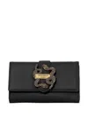 Just Cavalli Snake-buckle Wallet In Black