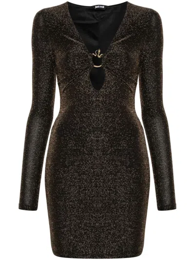 Just Cavalli Snake-detail Mini Dress In Gold